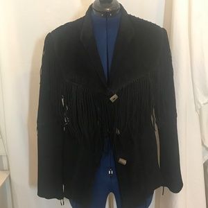 Scully Black Fringed Suede Jacket